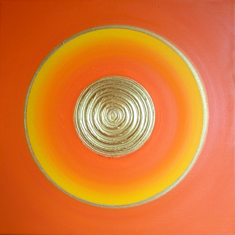 Heil-Kraft-Bild Orange - Sakral-Chakra - Lebensfreude, Acryl auf Leinwand, 30 x 30cm